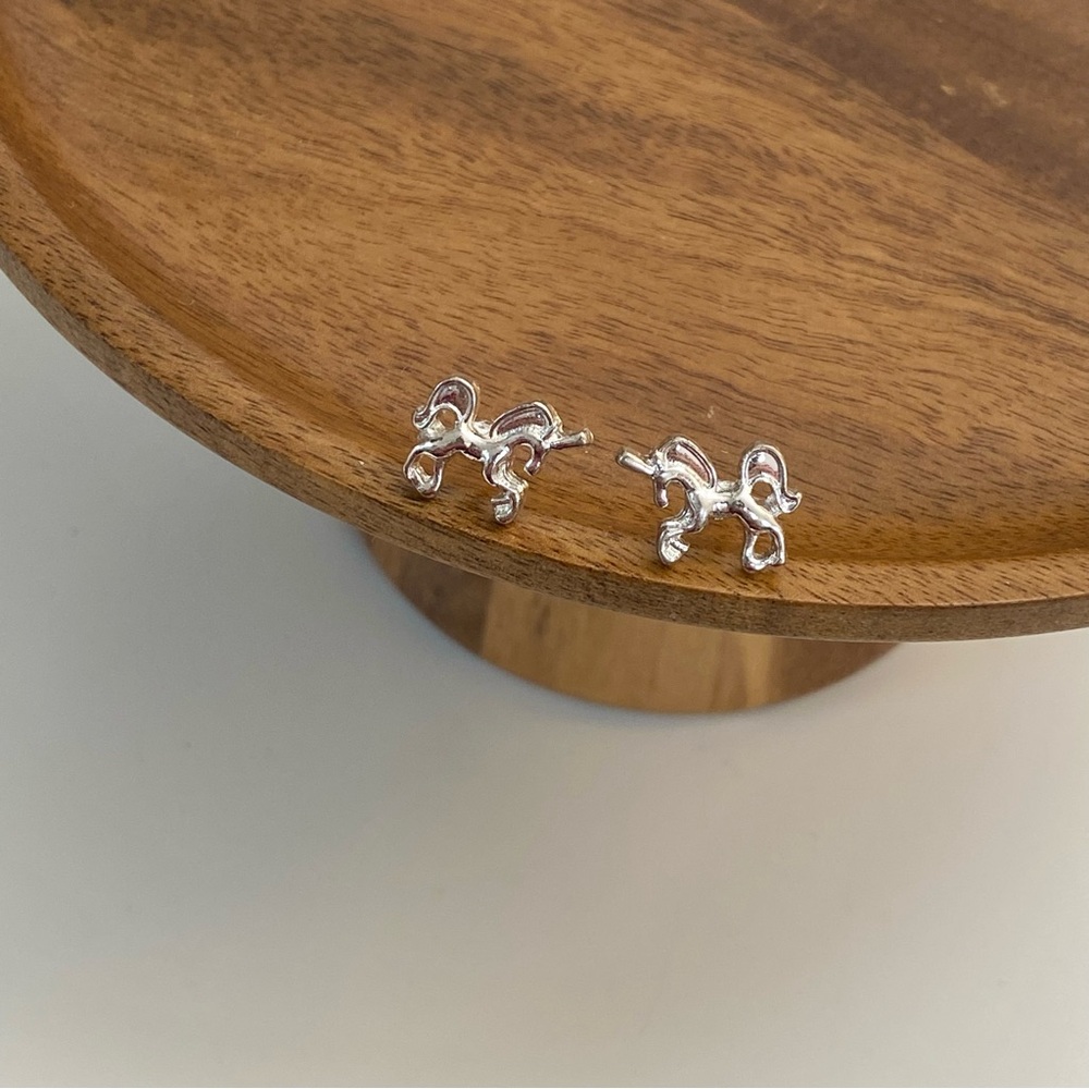 4/$15 Silver Kids Unicorn Earrings